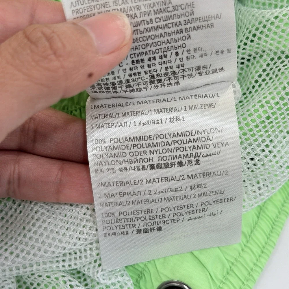 Moncler Boxer Mare Swim Shorts Neon Green Logo Patch Mesh Lined XXL
